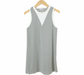 Zara White And Black Striped Mini Dress