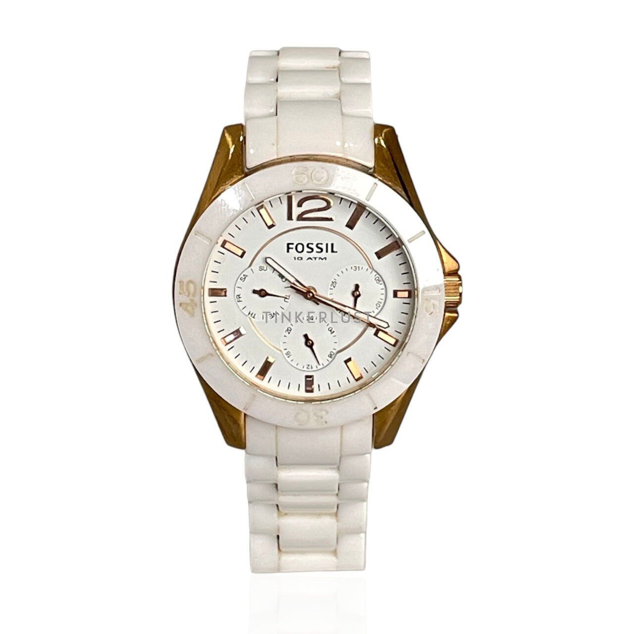 Fossil white outlet gold watch