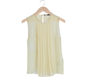 Zara Yellow Pleated Sleeveless Blouse