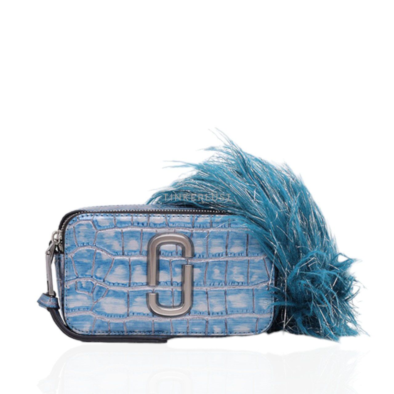 tas sling bag Marc Jacob Small The Croc Embossed Snapshot Bag in Harbor Blue Multi Sling Bag Tinkerlust