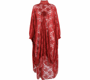 Impressions Red Leaf Lace Embelishment Midi Dress