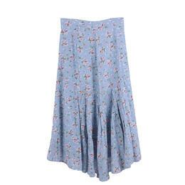 Pomelo. Blue Floral Assymetric Midi Skirt