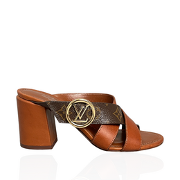 Louis Vuitton Monogram Horizon Brown Leather GHW Sandals Heels