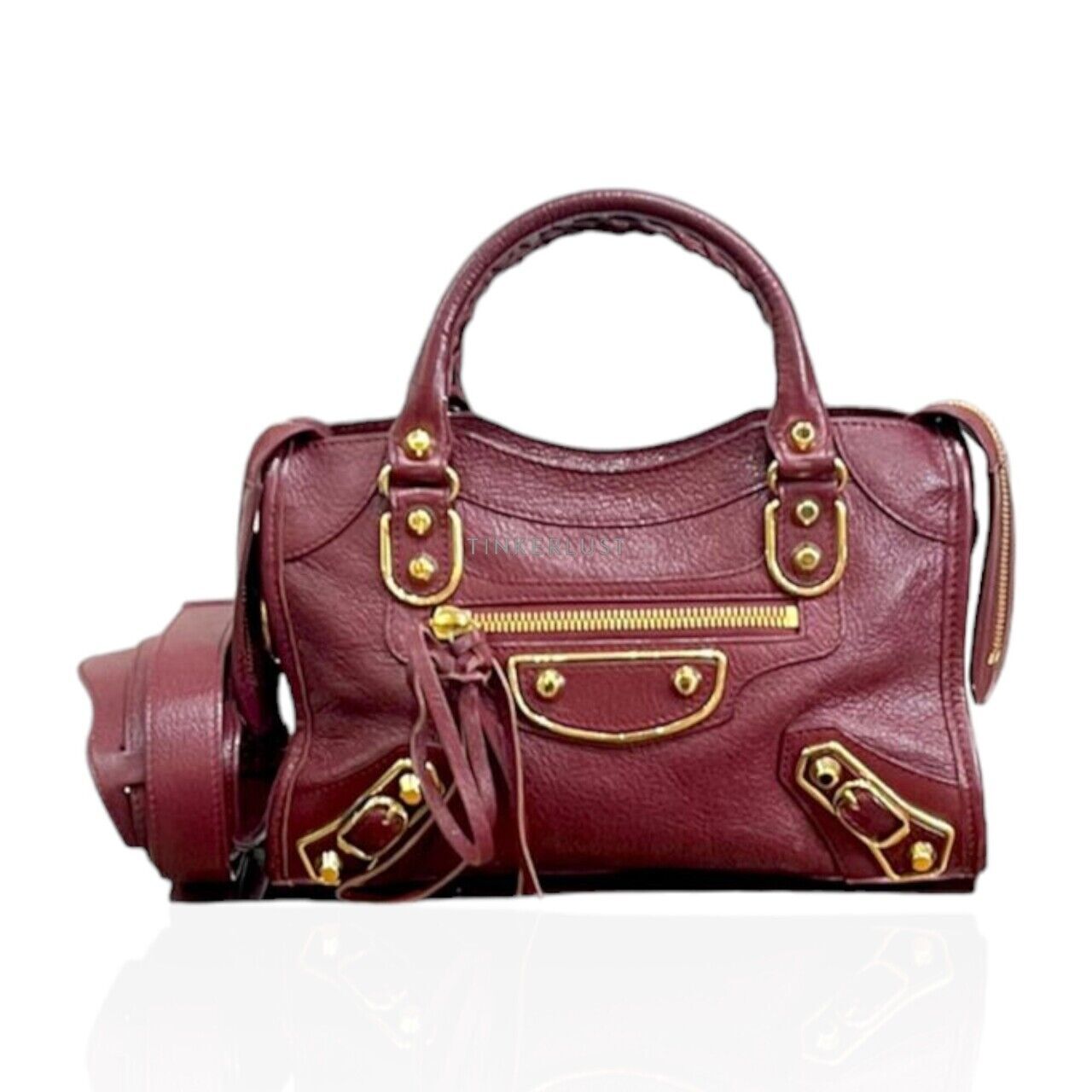 tas satchel Balenciaga Mini City Bordeaux Edge GHW 2015 Satchel Tinkerlust