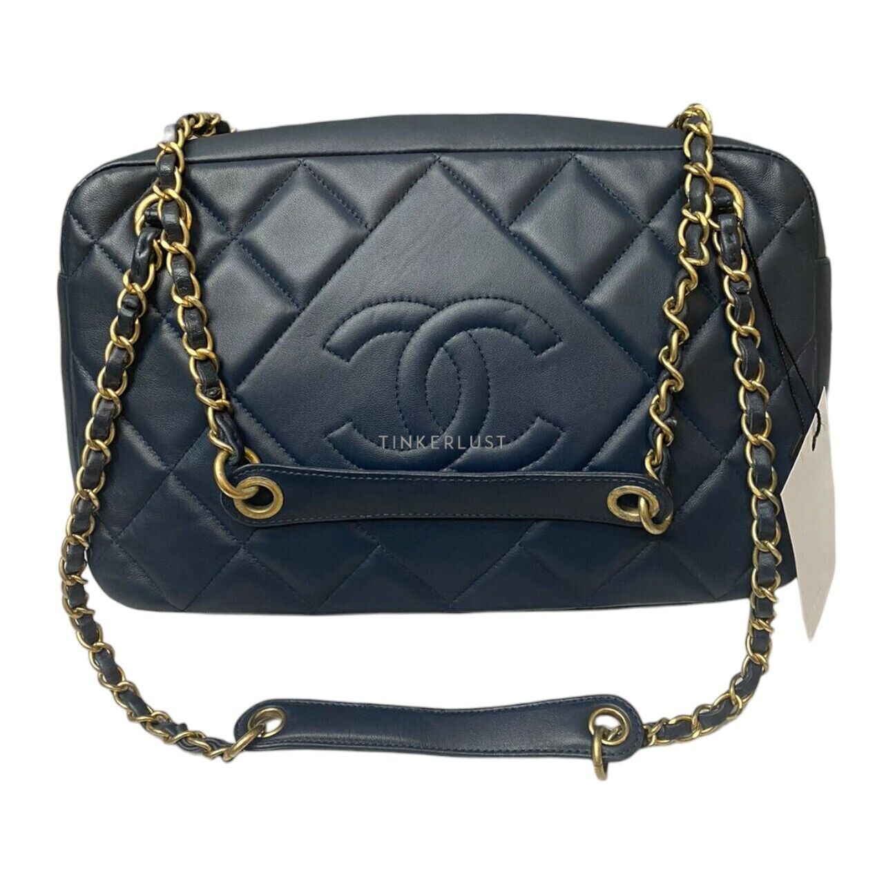 tas shoulder bag Chanel Matrasse Navy Blue Calfskin 19 GHW Shoulder Bag Tinkerlust