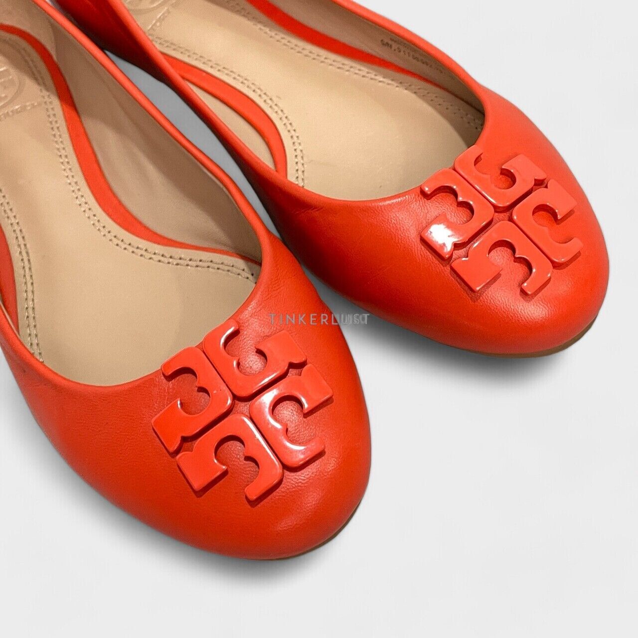 sepatu flats Tory Burch Lowell 2 Ballet Flat Orange Leather Flats Tinkerlust