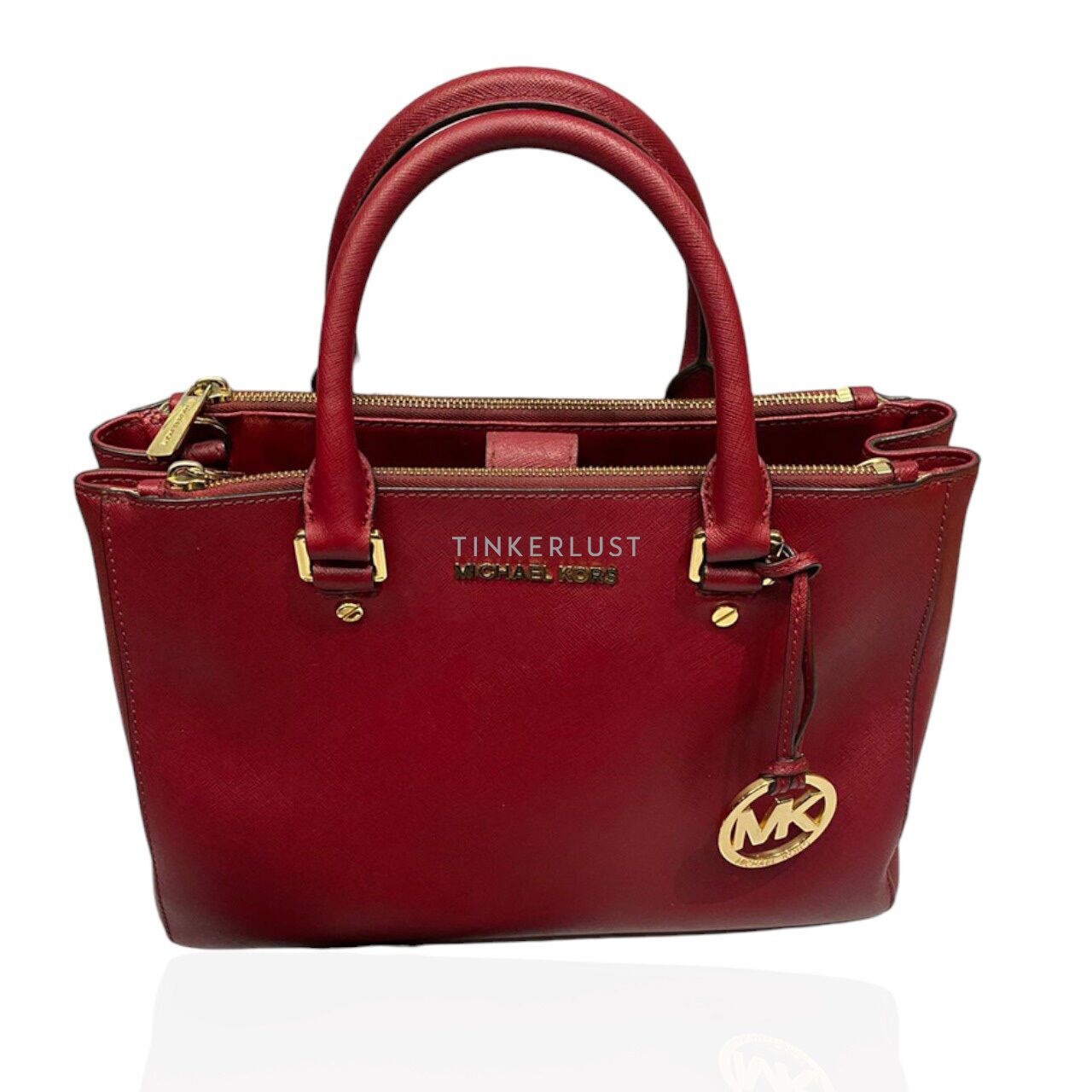 tas satchel Michael Kors Sutton Red GHW Satchel Tinkerlust