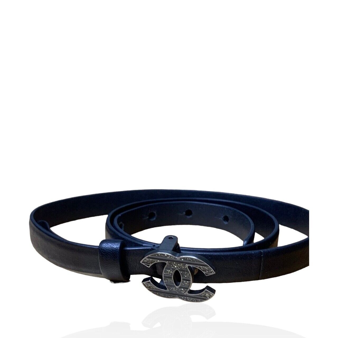 Chanel Quilted Chanel Black Leather Belt Chanel CC Black