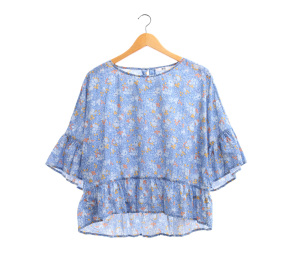 Uniqlo Blue Floral Blouse