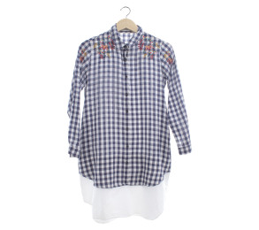Cotton ink Dark Blue & White Plaid Mini Dress