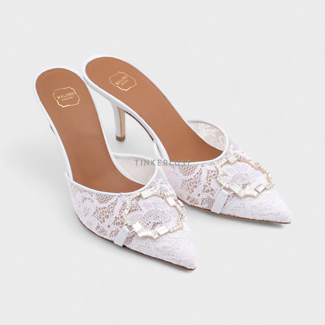 sepatu heels Malone Souliers Missy Lace Stiletto Mules 70mm