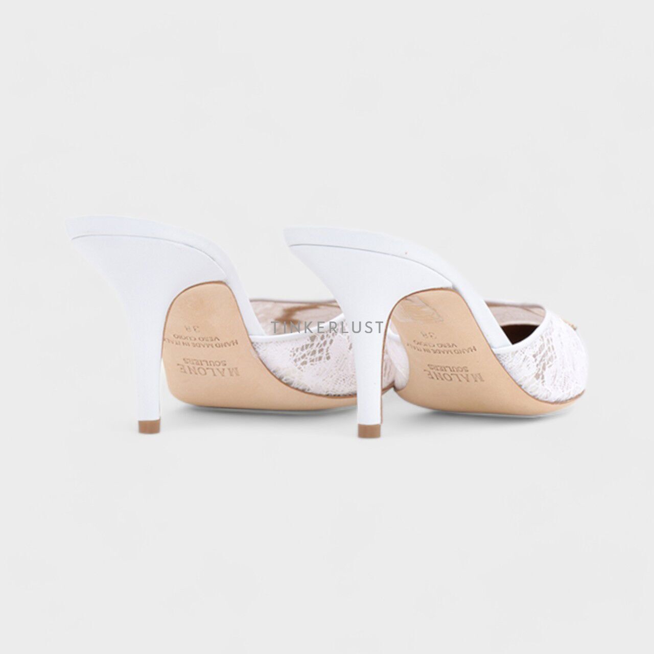 sepatu heels Malone Souliers Missy Lace Stiletto Mules 70mm