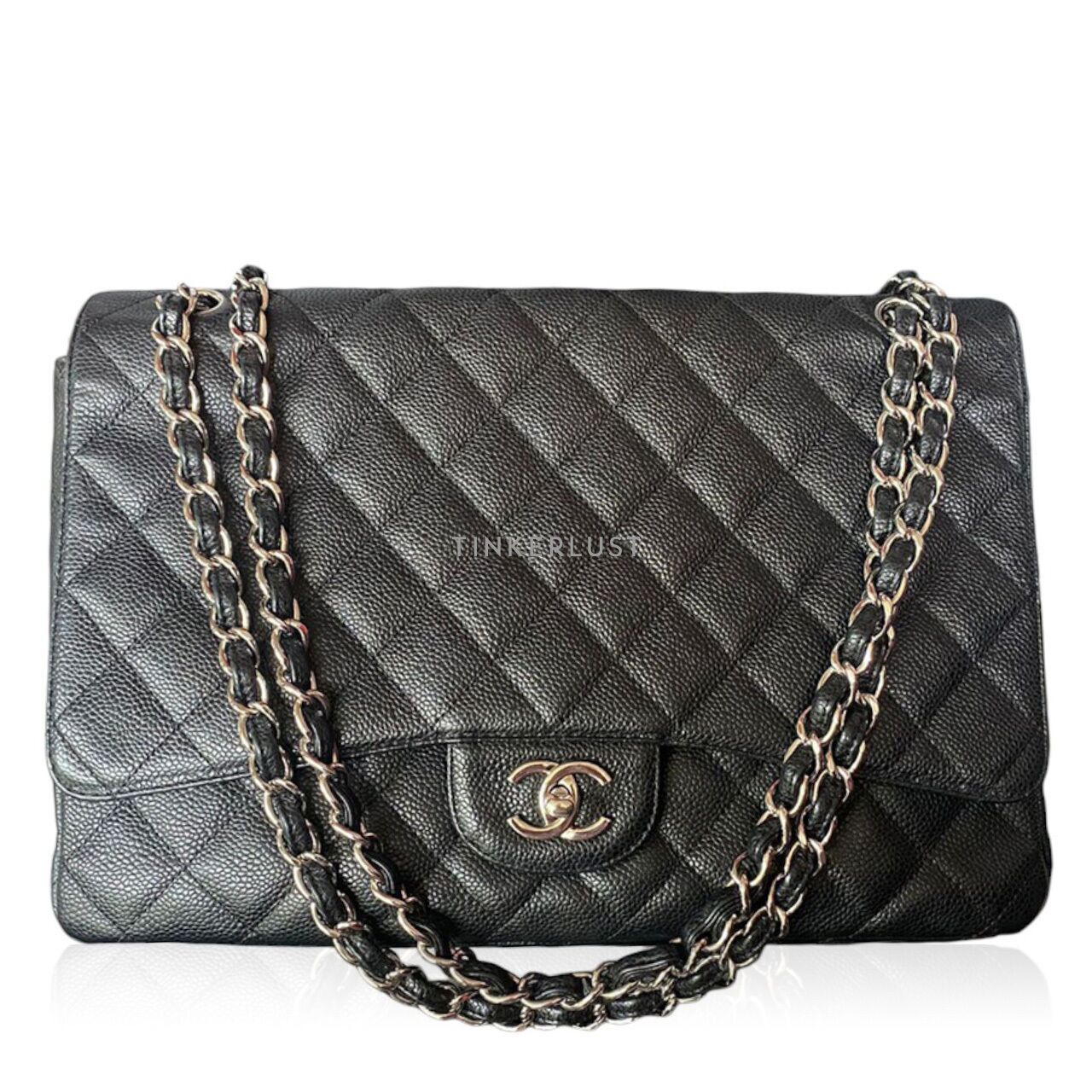 tas shoulder bag Chanel Maxi Caviar Black SHW 13 Shoulder Bag Tinkerlust