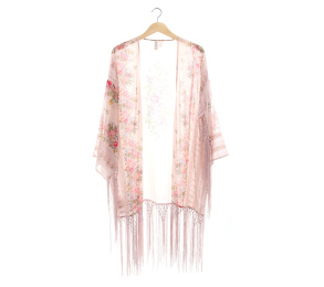 H&M Soft Pink Floral Fringe Outerwear