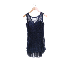 Betsy & Adam Black And Blue Lace Mini Dress