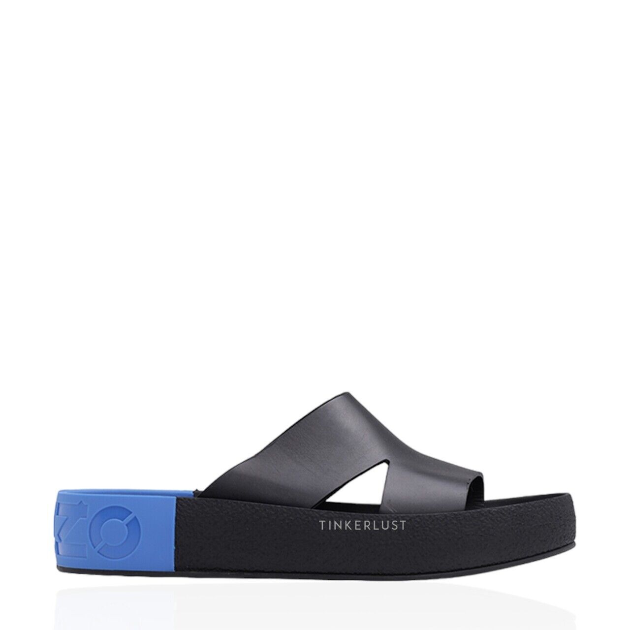 sepatu sandals Kenzo Men Kenzoyama Logo in Black/Blue Slides