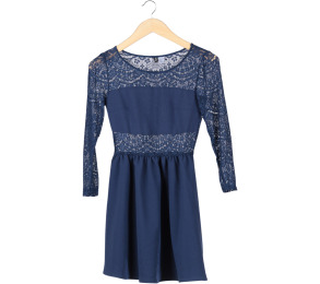 Divided Dark Blue Lace Mini Dress