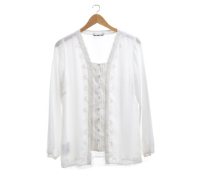 The Executive White Patterned Lace Blouse