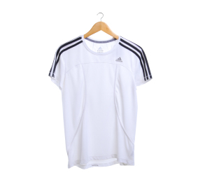 Adidas White Sports Strip Black T-Shirt