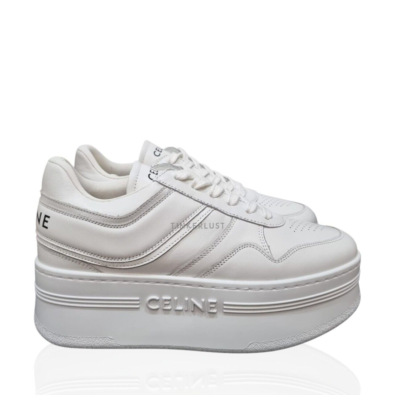 sepatu sneakers Celine Women Calfskin White Block Sneakers Tinkerlust