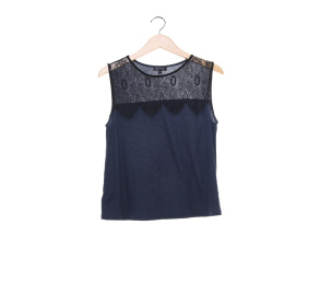 Topshop Blue and Black Lace Sleeveless