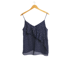 Zara DArk Blue & Gold Polka Dot Sleeveless
