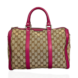 Gucci Boston Pink GG Monogram Canvas Satchel