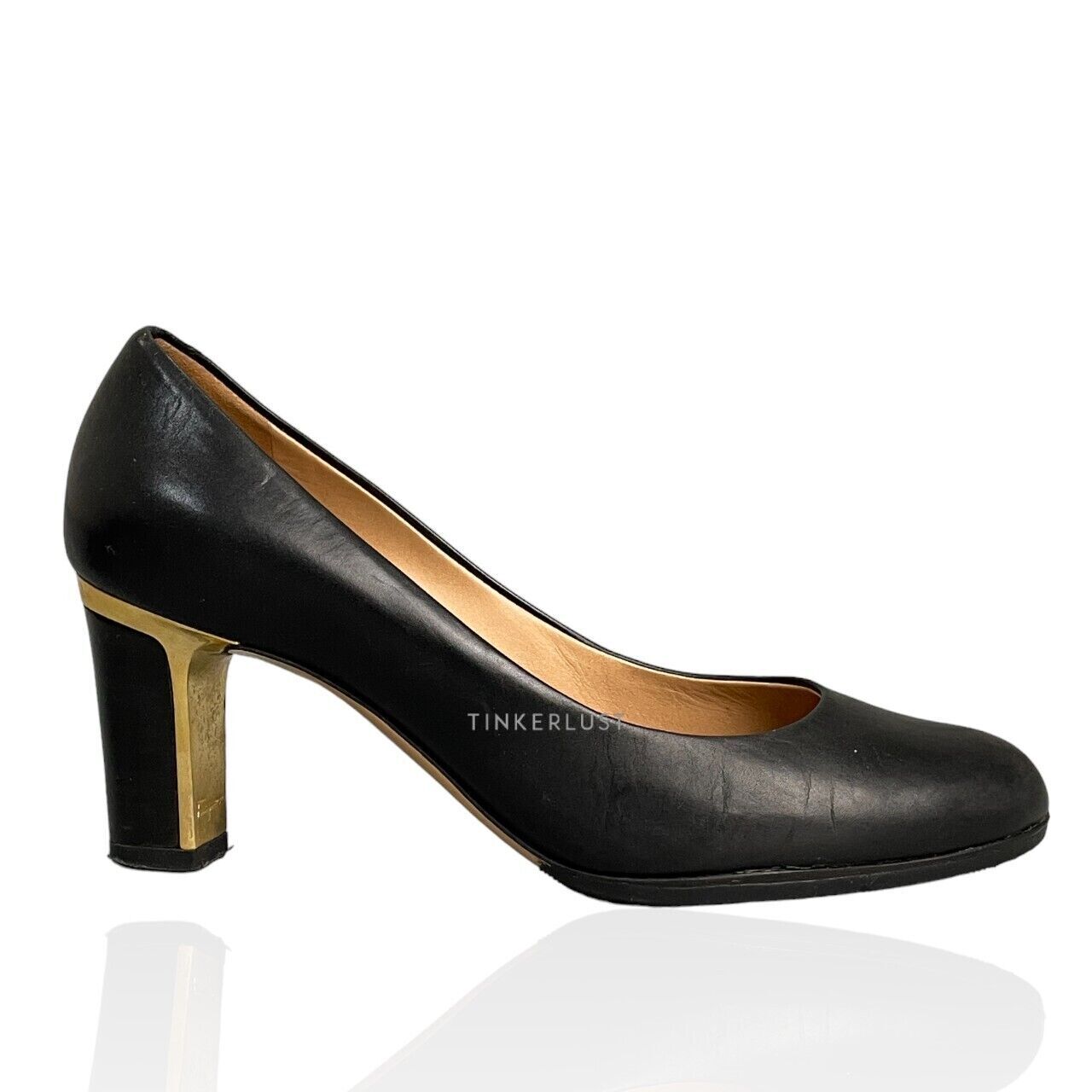 sepatu heels Salvatore Ferragamo Gold & Black Heels