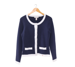 Banana Republic Navy & White Knit Cardigan