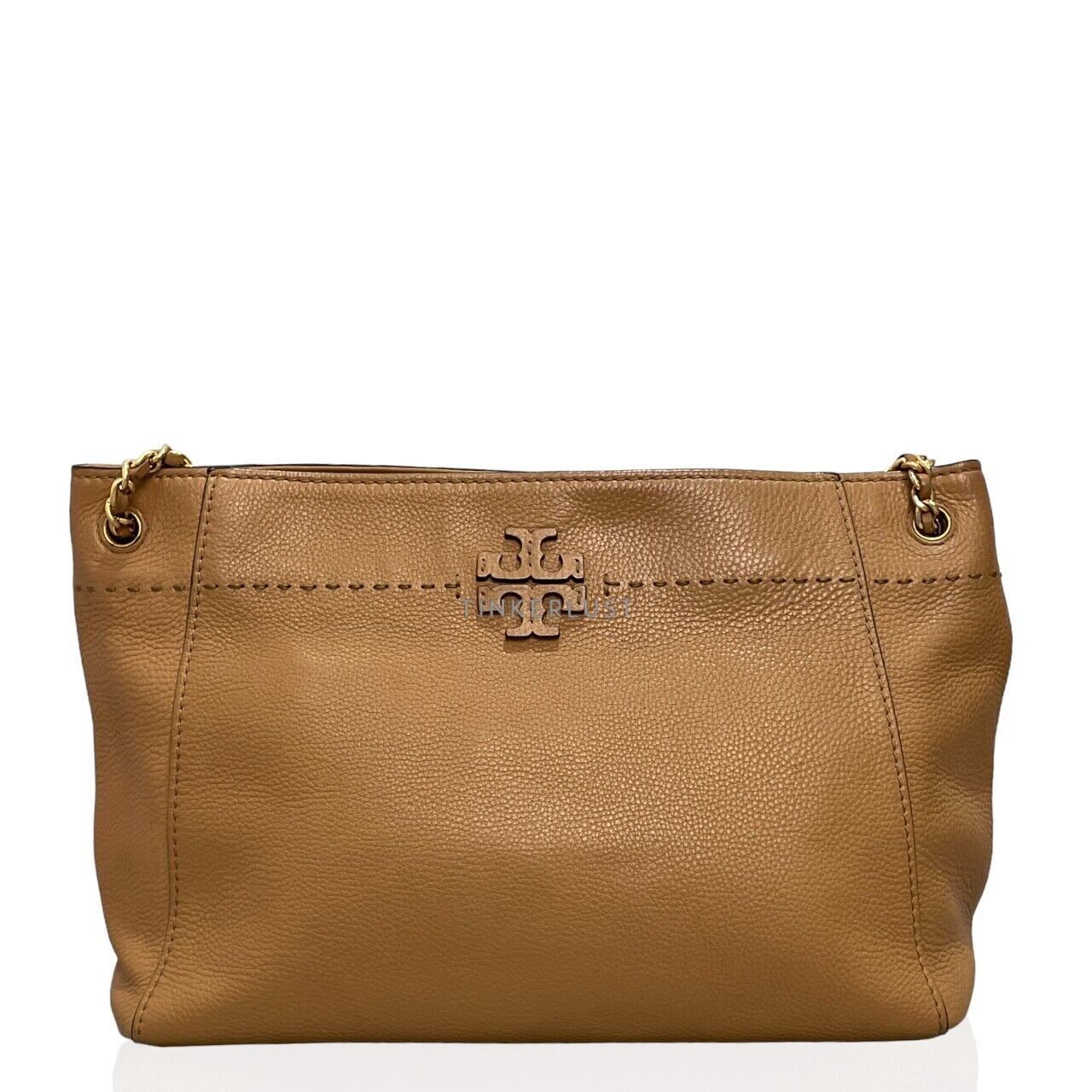 tas tote bag Tory Burch Mcgraw Pebbled Leather Brown Tote Bag Tinkerlust