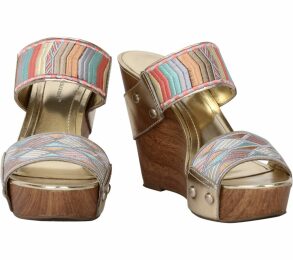 BCBGeneration Gold Embroidery Wedges