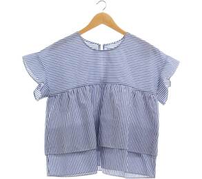 Cotton Ink Blue And White Striped Blouse
