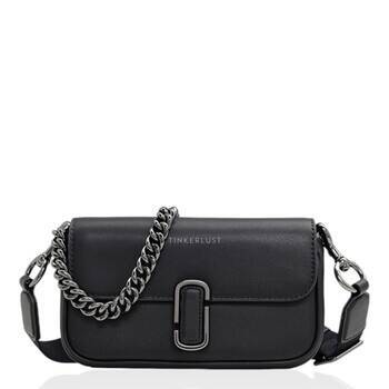 tas satchel Marc Jacobs The J Marc Mini in Black Gunmetal with Removable Chain and Webbing Strap Satchel Bag Tinkerlust