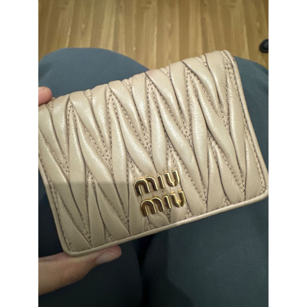 miu miu leather wallet pastel yellow