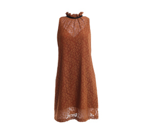 Zara Brown Lace Strap V-Neck Mini Dress
