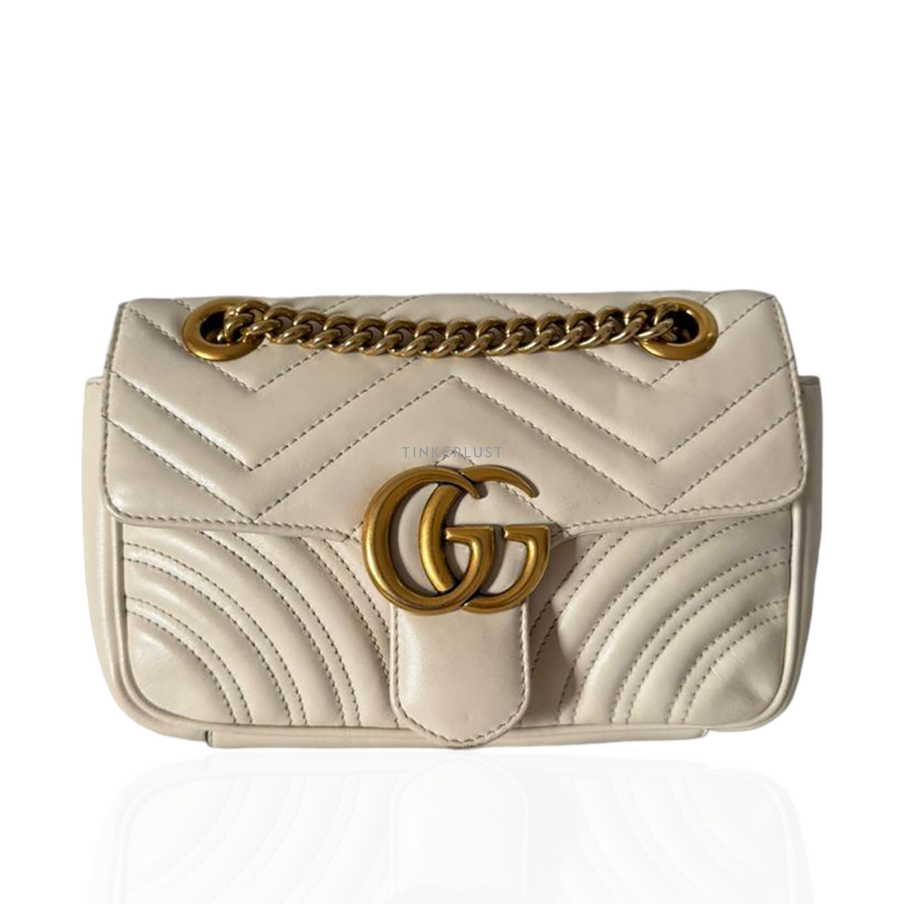 tas shoulder bag Gucci Marmont White Small Shoulder Bag Tinkerlust