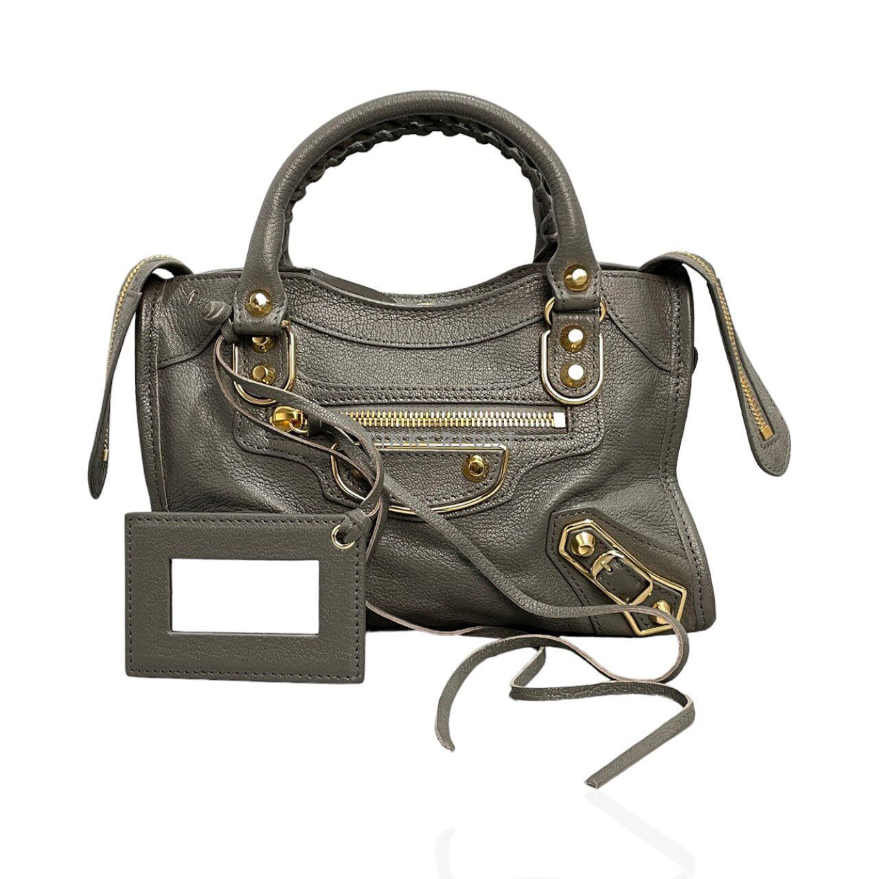 tas satchel Balenciaga Mini City Grey Gold Hardware Satchel Bag Tinkerlust